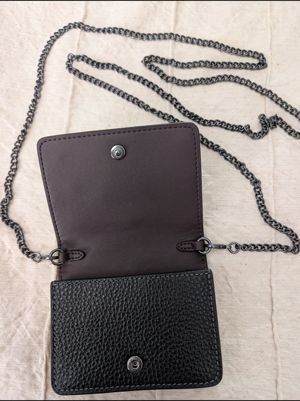 Coach Black Pebbled Leather Studded Wristlet with Mixed Metal Stars & Hearts - Picture 5 of 7